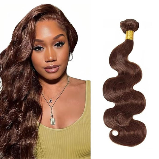 28 Inch Color #4 Human Hair Bundles Brown Body Wave Bundles Niegmeag Virgin Remy Color #4 Body Wave Bundle Hair Weave Chocolate Brown Color