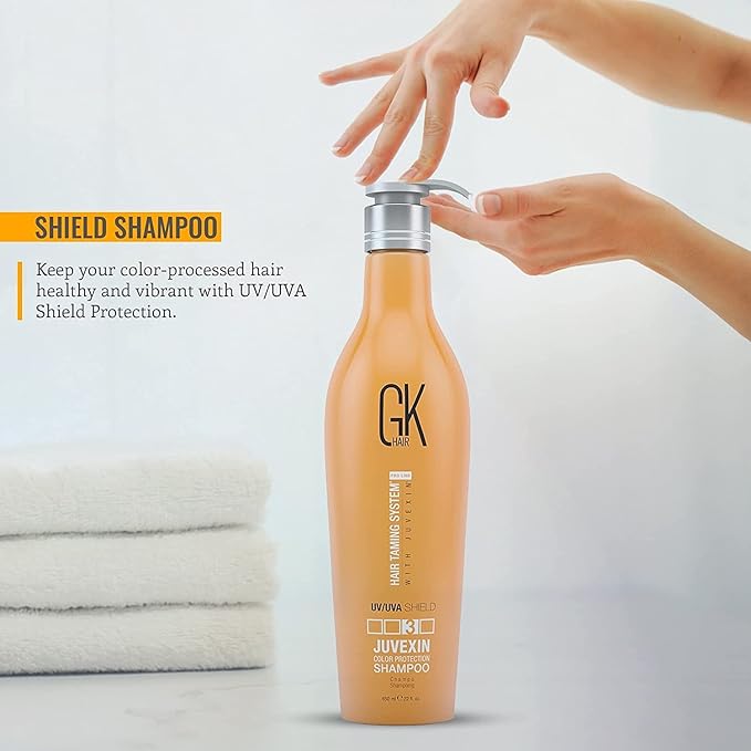 GK Hair Shield Shampoo 22 Fl Oz – Color Safe, UV Protection, Aloe Vera & Argan Oil, Sulfate and Paraben Free, Repairs Damage, Boosts Shine, Hydrating, Vegan Hair Care
