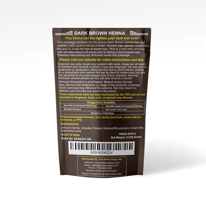 2 Packs Of Dark Brown Henna Hair & Beard Color/Dye 150 Grams - Natural Hair Color, Plant-based Hair Dye - The Henna Guys