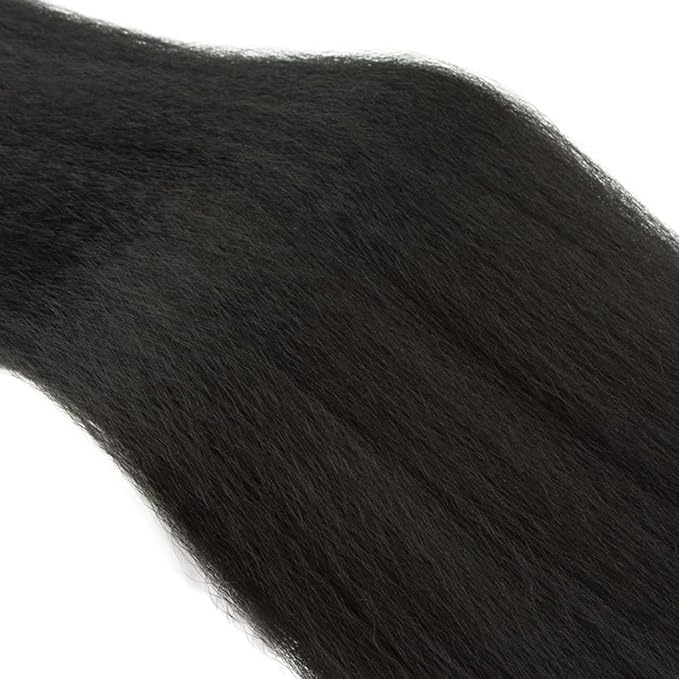 #1B Human Hair Bundles Kinky Straight Bundles 26 28 30 Inch Unprocessed Brazilian Virgin Hair Weave 3 Bundle Yaki Straight Human Hair Extensions Natural Color 50 Grams Per Bundle