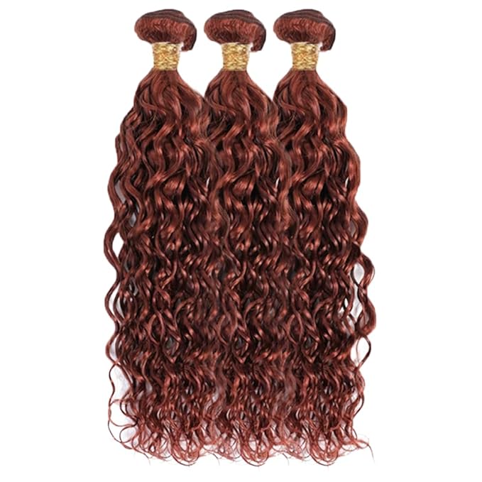 28 30 32 Inch Auburn Water Wave Bundles Human Hair Color 33 Bundles Huxowax Virgin Soft And Silky Remy Hair Extensions Double Weft Copper Red Bundle Hair Wave