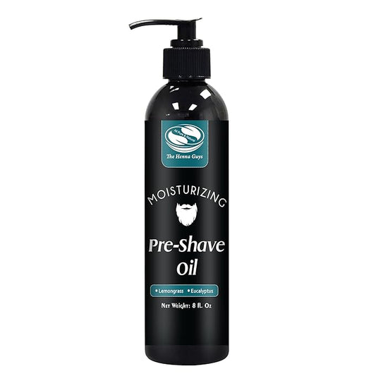 The Henna Guys 8 fl. Oz, Lemongrass & Eucalyptus Pre Shave Oil for Men, Premium Pre Shave Oil, Excellent Shaving oil for Men, Prepares for a burns free Shave, Works with Straight or Safety Razor