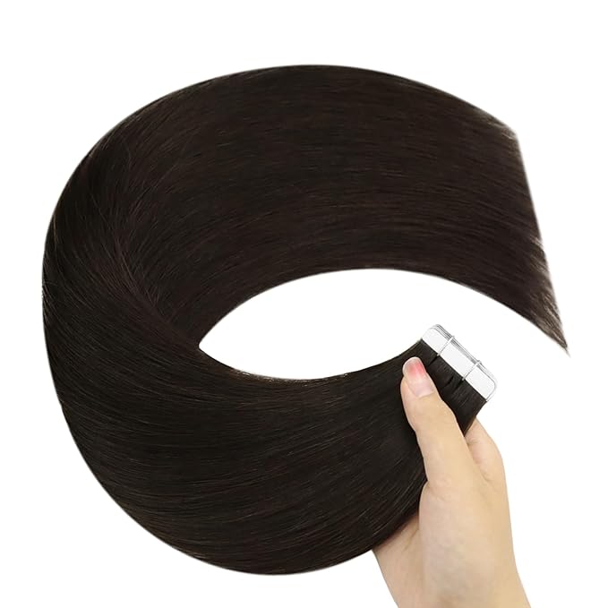 YoungSee Tape in Hair Extensions Real Human Hair Dark Brown Tape Extensions Human Hair Brown 22In Tape in Human Hair Extensions Darkest Brown 20pcs Double Sided Tape on Hair Extensions Human Hair 50g