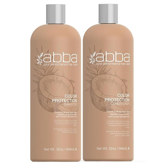 ABBA - Pure Color Protection Shampoo & Conditioner Duo - Protects & Nourishes Color Chemically Processed Hair - Coconut Oil & Sage, 32 fl oz Each