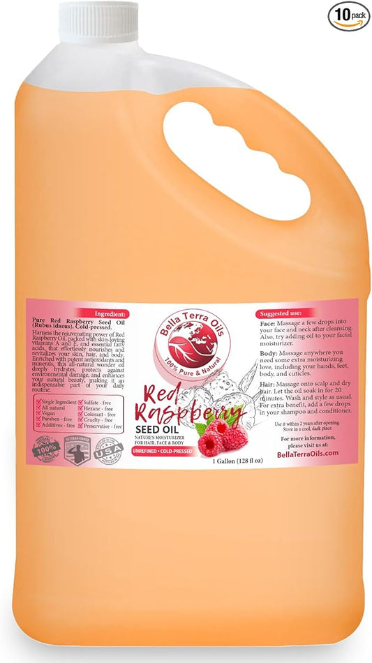 Bella Terra Oils Pure Red Raspberry Seed Oil – 1gallon, High in Antioxidants, Natural UV Protection, Deeply Moisturizing
