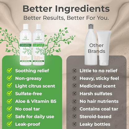 Eczema Psoriasis Shampoo & Conditioner Set for Men & Women - Anti Dandruff Shampoo for Dry Scalp & Hair - Seborrheic Dermatitis for Itchy Scalp Treatment - Eczema for Psoriasis