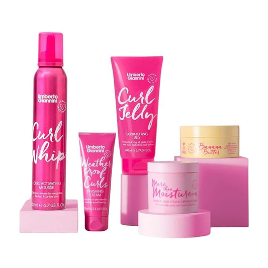 Umberto Giannini Curl Styling Kit, 5-Step Routine for Styling Wavy,Curly & Coily Hair. Defined, Frizz-Free, Soft Curls. Vegan & Cruelty-Free (5 products)