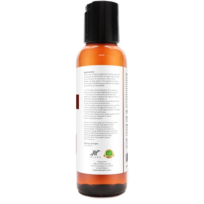 velona Castor Oil Turkey Red 2 fl oz | 100% Pure and Natural Carrier Oil | Cold Pressed | Hair, Body and Skin Care | Use Today - Enjoy Results