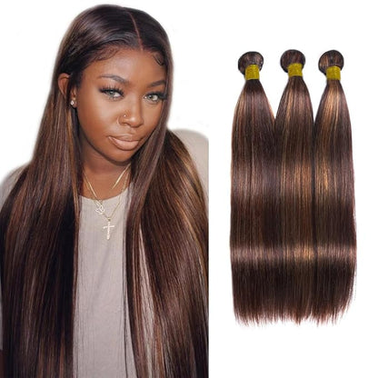1B/30 Human Hair Bundles 30 32 34 Inch Highlight Bundles Human Hair Ombre Brown Straight Bundles Hair Weave Silky Soft Brazilian Unprocessed Bundles With Highlights Human Hair Bundles