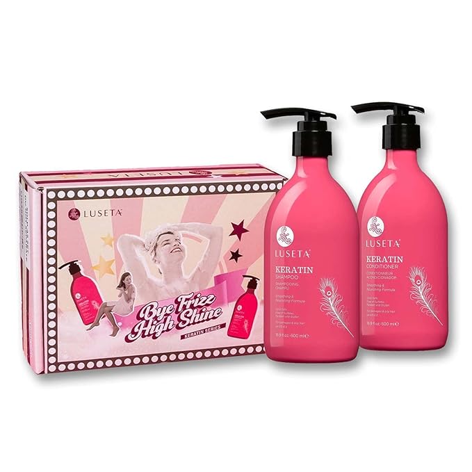 Luseta Keratin Shampoo and Conditioner Set Moisturizing Treatment for Dry Hair Smooth & Repair Damaged Hair for Women Sulfate Free 16.9 oz