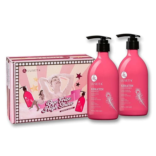 Luseta Keratin Shampoo and Conditioner Set Moisturizing Treatment for Dry Hair Smooth & Repair Damaged Hair for Women Sulfate Free 16.9 oz