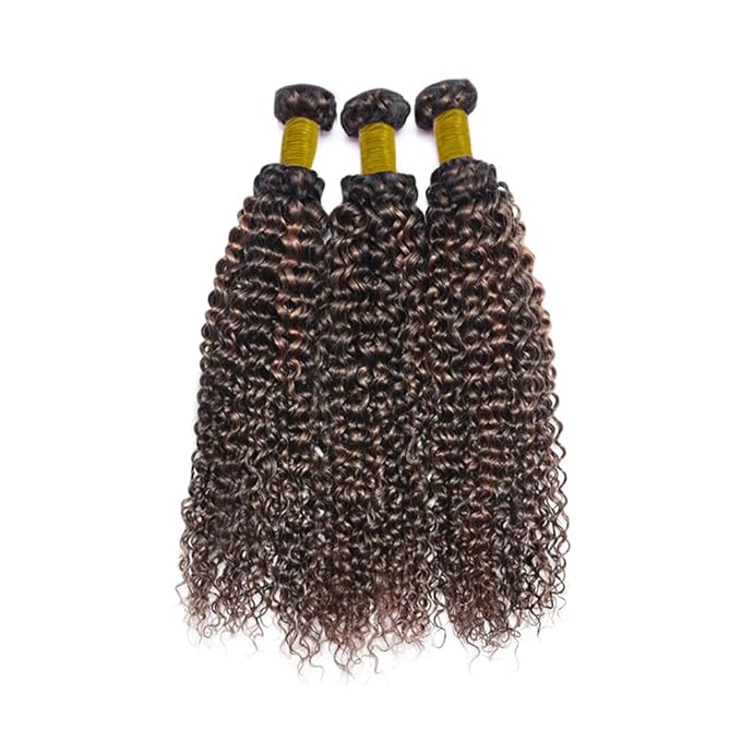 1B/30 Human Hair Bundles Highlight Curly Wave Bundle 26 28 30 Inch Brown Kinky Curly Bundles Human Hair Silky Soft Unprocessed Brazilian Remy Hair Extensions 3Pcs/Set Deals