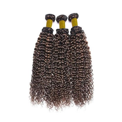 1B/30 Human Hair Bundles Highlight Curly Wave Bundle 26 28 30 Inch Brown Kinky Curly Bundles Human Hair Silky Soft Unprocessed Brazilian Remy Hair Extensions 3Pcs/Set Deals