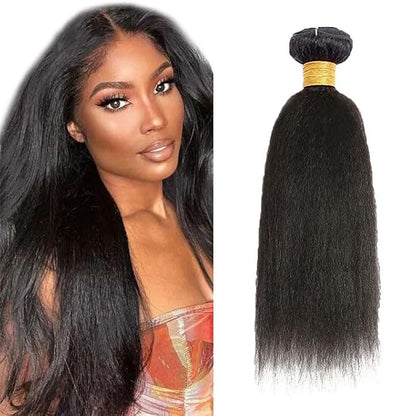 30 Inch Human Hair Bundles Color 1B Kinky Straight Hair Bundles Peruvian Unprocessed Virgin Remy Hair Extensions Natural Black Yaki Straight Human Hair Bundle
