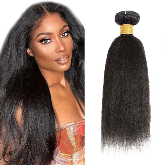30 Inch Human Hair Bundles Color 1B Kinky Straight Hair Bundles Peruvian Unprocessed Virgin Remy Hair Extensions Natural Black Yaki Straight Human Hair Bundle