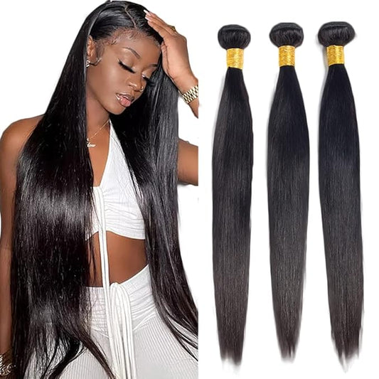 #1B Human Hair Bundles Straight Bundles 20 20 20 Inch Unprocessed Brazilian Virgin Hair Weave 3 Bundles 50 Grams Per Bundle Natural Color Bundle Human Hair Extensions