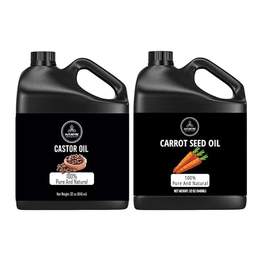 Naturevibe Botanicals Castor Oil 32oz and Carrot Oil 32oz | Oil Combo