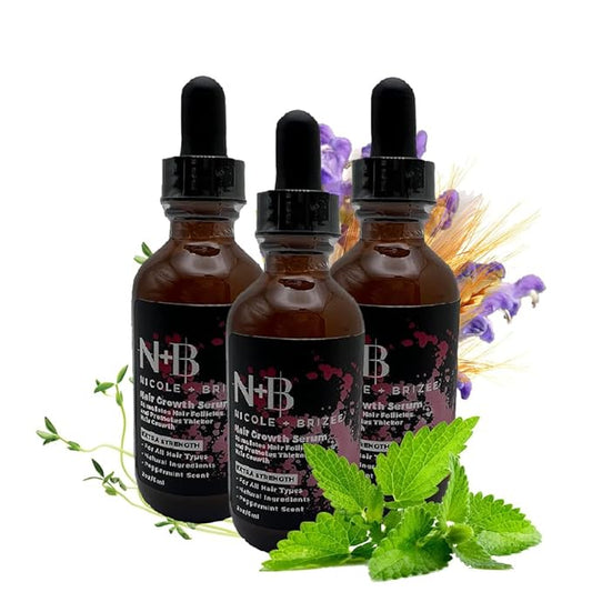 N+B Hair Growth Serum - Helps Promote Thicker, Fuller, & Healthier Hair w/Biotin, Natural-Based Formula, Helps Prevent Hair Fall & Thinning, For Women In All Hair Types - (2oz.) (3-Pack)