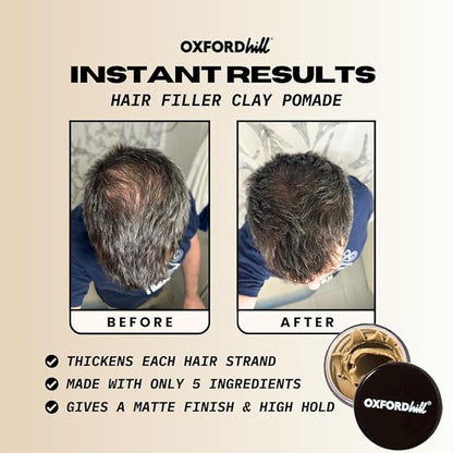 Texture Clay Pomade - Premium Matte Finish Hair Clay for Men - Five-Ingredient 100% all Natural and Organic Pomade for Hair and Scalp Health - All Day Strong Hold, High Volume
