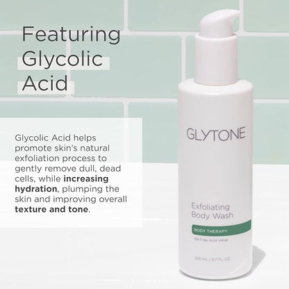 Glycolic Acid Body Wash – Exfoliating & Moisturizing Body Wash for Dry Skin, Reduce Keratosis Pilaris – Fragrance-Free Exfoliator with Glycolic Acid for Rough & Bumpy Skin, 6.7 Fl Oz