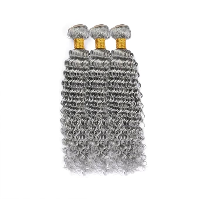 Light Grey Bundles Human Hair Grey Deep Wave Bundle Niegmeag 20 22 24 Inch Peruvian Virgin Soft and Skily Remy Hair Extensions 300g