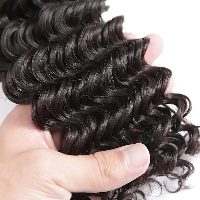 Deep Wave Bundles Human Hair Natural Black Deep Curly Human Hair Bundles 24 24 24 Inch Loose Wave Bundle Brazilian Virgin Remy Hair Extensions Silky Soft Double Weft Deals