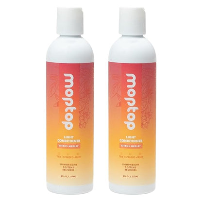 MopTop Light Conditioner – Lightweight Hair Moisturizer to Enhance Moisture & Reduce Frizz, Sulfate & Paraben Free Hair Care for All Hair Types – Thin, Straight, Wavy, Curly (Citrus Medley, 2pk)
