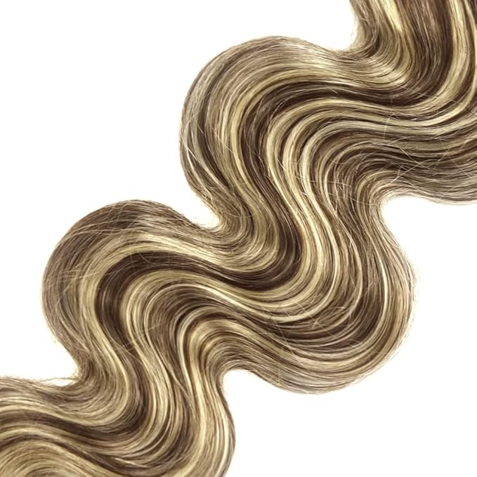 Highlight Bundles Human Hair Blonde Body Wave Bundles 18 20 22 Inch Niegmeag Hair 2 Tone Brown Mixed With Blonde Bundle Grade 8A Peruvian Virgin Hair Extensions