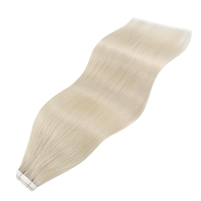 YoungSee Tape in Extensions Platinum Blonde Hair Extensions Tape in Blonde Hair Extensions Real Human Hair Tape in 20 Inch 50g Blonde Tape Extensions 20pcs Invisible Tape in Hair for Wedding