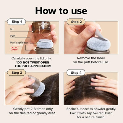 I DEW CARE Tap Secret Dry Shampoo Powder with Biotin - Tap Secret Original & Dark Brown Duo set | Strengthening & Volumizing, Powder Type, Refillable, Travel size, 0.24 Oz * 2ea