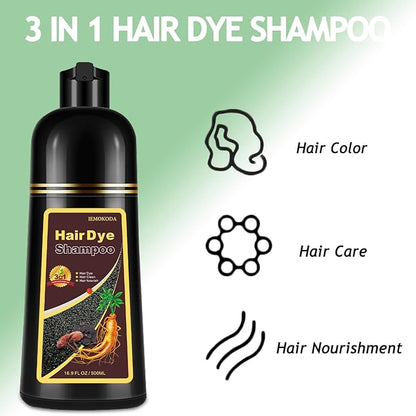 Hair Dye Shampoo 3 in 1, Dark Coffee Hair Dye 16.9 FL Oz, Hair Shampoo, Semi-Permanent Hair Color Shampoo Lasts 30 Days (Dark Coffee)