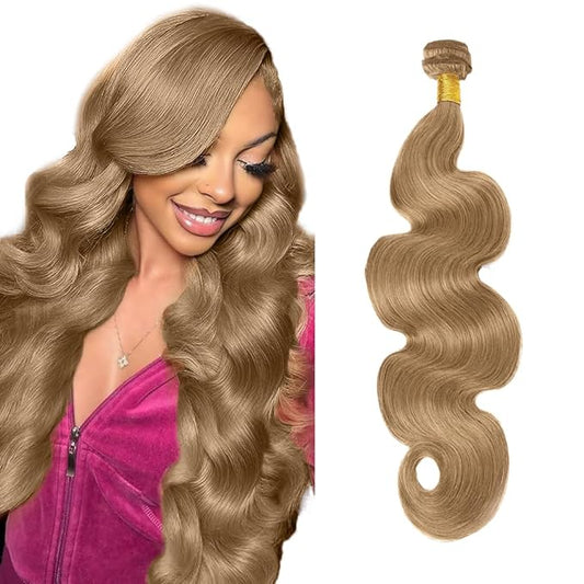 #22 Blonde Bundles Human Hair Body Wave Bundles 14 Inch Human Hair Weave 1 Bundle Unprocessed Brazilian Virgin Hair Ash Blonde Body Wave Human Hair Extensions 50 Grams/Bundle