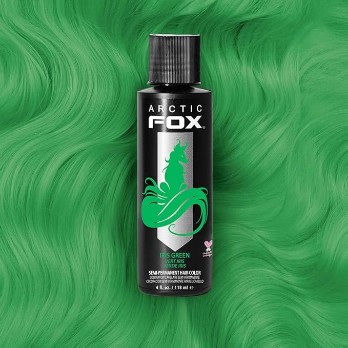 ARCTIC FOX Vegan and Cruelty-Free Semi-Permanent Hair Color Dye (4 Fl Oz, IRIS GREEN)