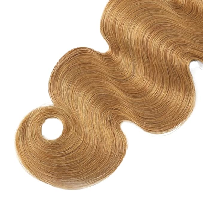 #27 Blonde Bundles Human Hair Body Wave Bundles 28 30 32 Inch Unprocessed Brazilian Virgin Hair Weave 3 Bundle Honey Blonde Human Hair Extensions 50 Grams Per Bundle