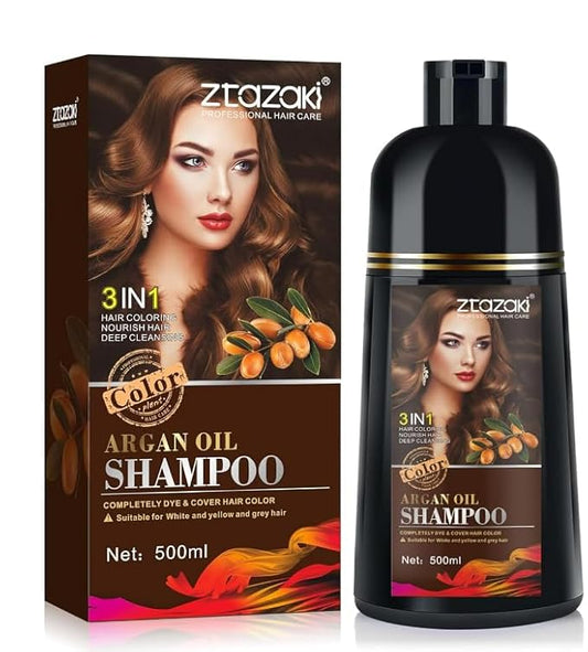 Hair Dye Shampoo 3-In-1, Instant Gray Hair Coverage in Minutes-Long Lasting Argan Oil Herbal Hair Color Shampoo champu con tinte para canas 500ml (Dark Red Wine)