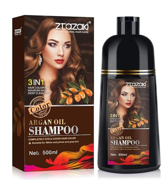 Hair Dye Shampoo 3 in 1, Magic Hair Dye Colors in Minutes-Long Lasting & Easy to Use with Argan Oil Herbal champu con tinte para canas for Women Men 500ml (Purple)