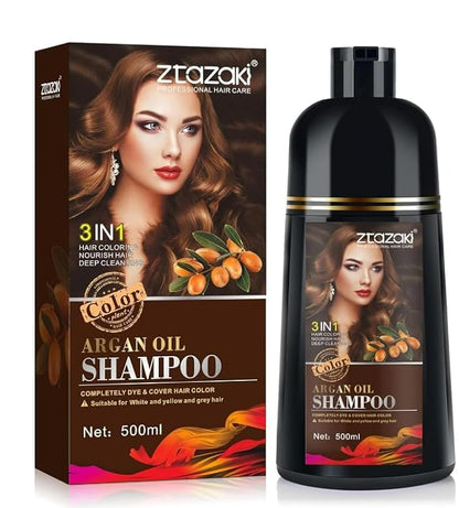 Hair Dye Shampoo 3 in 1, Magic Hair Dye Colors in Minutes-Long Lasting & Easy to Use with Argan Oil Herbal champu con tinte para canas for Women Men 500ml (Purple)