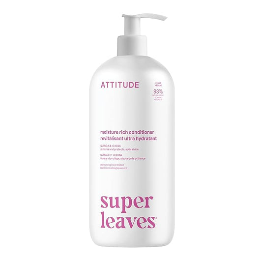 ATTITUDE Moisture Rich Hair Conditioner, For Dry and Damaged Hair, Naturally Derived Ingredients, Vegan Detangler, Dermatologiocally Tested, Quinoa and Jojoba, 32 Fl Oz