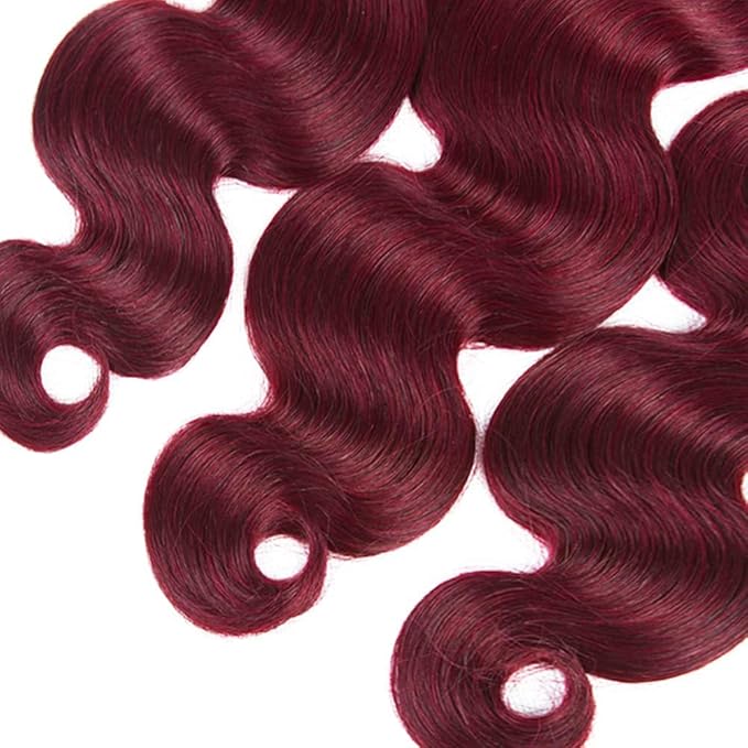 1B99J Body Wave Bundles Black Mixed With Burgundy Body Wave Bundles two tone Brazilian Hair Extensions Soft and Silky for Women 14 16 18 Inch