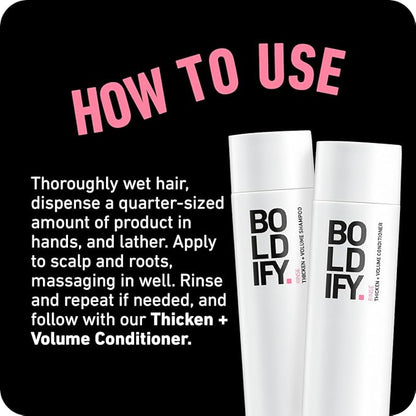 BOLDIFY Thickening Shampoo - Rice Water for Thinning and Oily Hair - Volumizing Shampoo for Fine Hair, Weightlessly Removes Excess Oil - 8oz