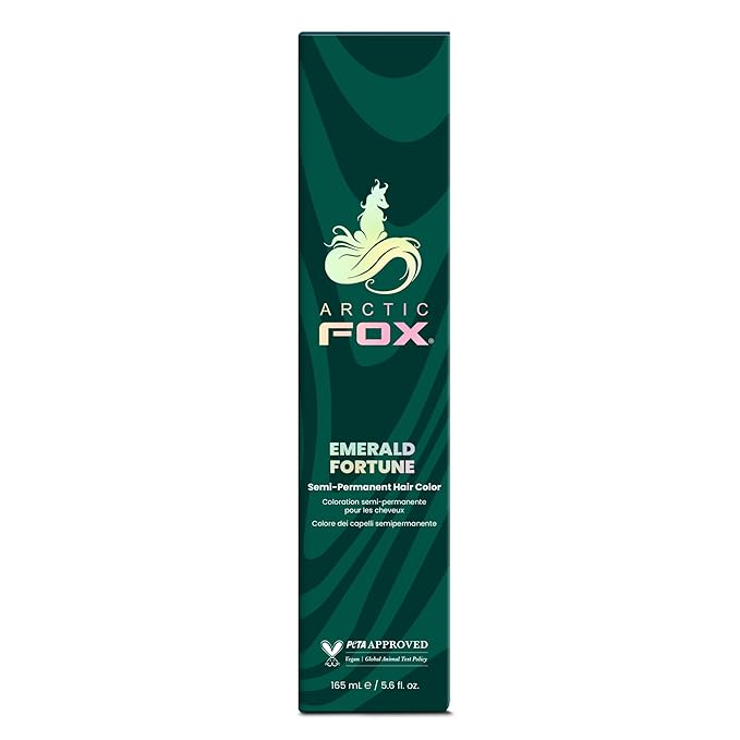 ARCTIC FOX Vegan and Cruelty-Free Semi-Permanent Hair Color Dye (5.6 Fl Oz, EMERALD FORTUNE)
