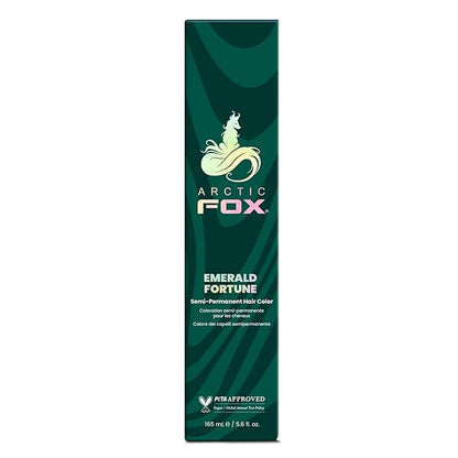 ARCTIC FOX Vegan and Cruelty-Free Semi-Permanent Hair Color Dye (5.6 Fl Oz, EMERALD FORTUNE)