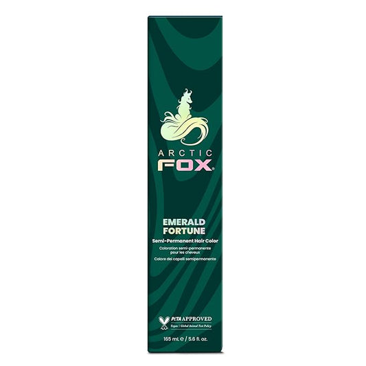 ARCTIC FOX Vegan and Cruelty-Free Semi-Permanent Hair Color Dye (5.6 Fl Oz, EMERALD FORTUNE)
