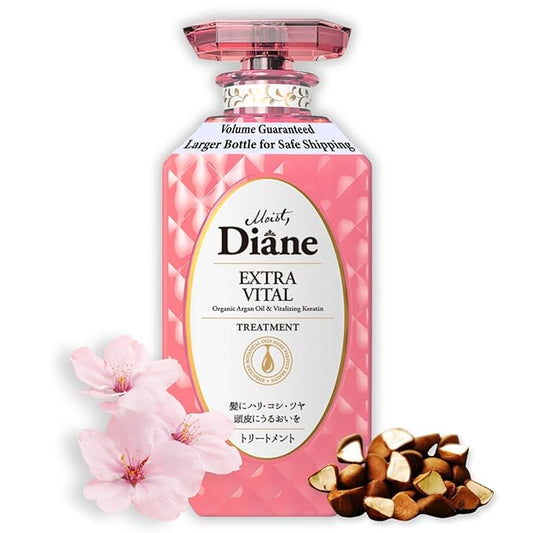Moist Diane Keratin Hair Treatment for Dry Hair & Damaged Hair Women and Men, Organic Hair Care with Argan Oil & Cherry Blossom Extracts from Japan, Sulfate & Silicone Free, EXTRA VITAL, 15.2 Fl Oz