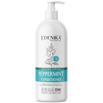 Peppermint Conditioner with Calendula, Bergamot & Castor Oil, 16 fl oz, Refreshing & Hydrating Formula, Vegan, Sulfate-Free, Paraben-Free, for All Hair Types