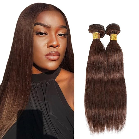 #4 Brown Bundles Human Hair Straight Bundles 30 32 Inch Human Hair Weave 2 Bundle Unprocessed Brazilian Virgin Hair Chocolate Straight Human Hair Extensions