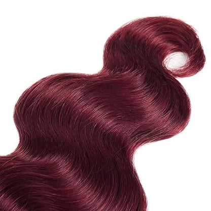 Wine Red Body Wave Bundles Human Hair Burgundy Color 99j Body Wave Bundles Brazilian Human Hair Weave Extensions Soft and Silky for Black Women 30 30 30 Inch