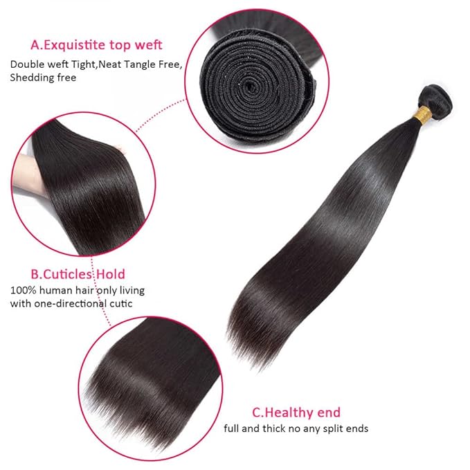 Straight Human Hair Bundles Natural Black Straight Hair Weave Single Bundle 16 Inch Peruvian Unprocessed Virgin Remy Hair Extensions For Woman 100g/Pc