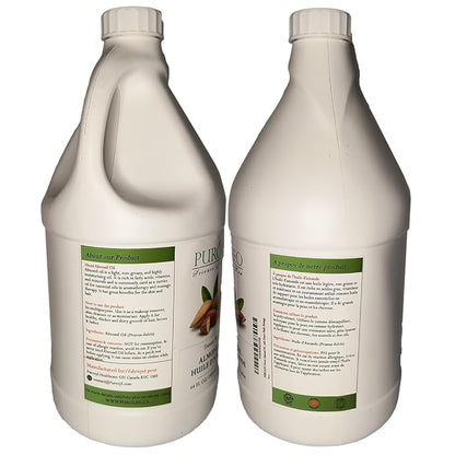 PUROLEO Sweet Almond Oil 64 Fl Oz/1900 ML 100% Natural and Pure | Moisturizer & Carrier Oil | Beauty & DIY Blends, Massage Oil, Body Oil, Hair Oil and Baby Oil | Made from Almonds raw