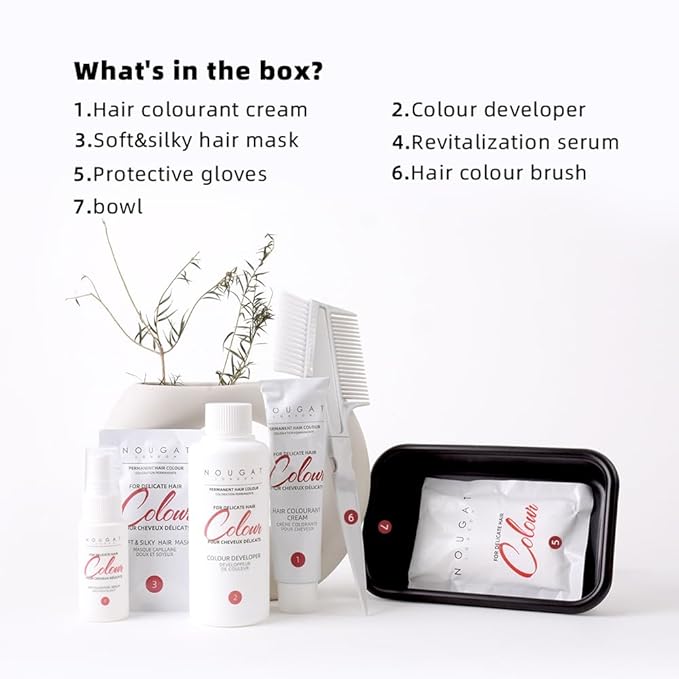 NOUGAT Ash Linen Natural Permanent Hair Color Kit,Dermatologically Tested, Ammonia & Alcohol Free, 100% Grey Coverage, Hair Mask & Essence included, Long Lasting